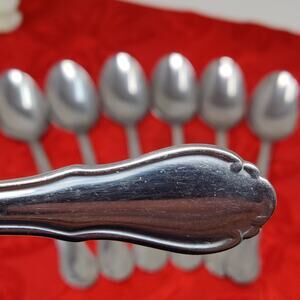 7X Tbsp Hampton Silversmiths Shelby Stainless Steel Soup Table Spoons
